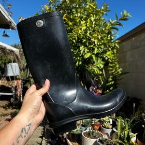 UGG Tall Black Plastic Boots #7